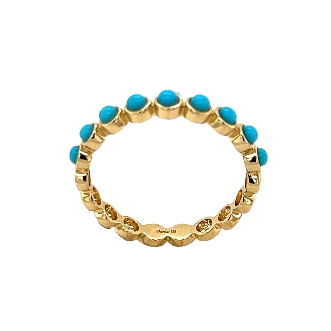 14k Yellow Gold Turquoise Stacking Ring