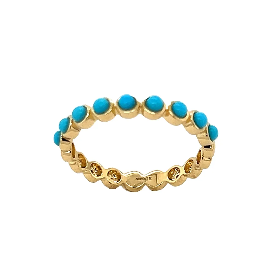 14k Yellow Gold Turquoise Stacking Ring