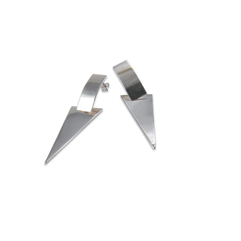 3D Pyramid Rose Gold Sterling Silver Earrings