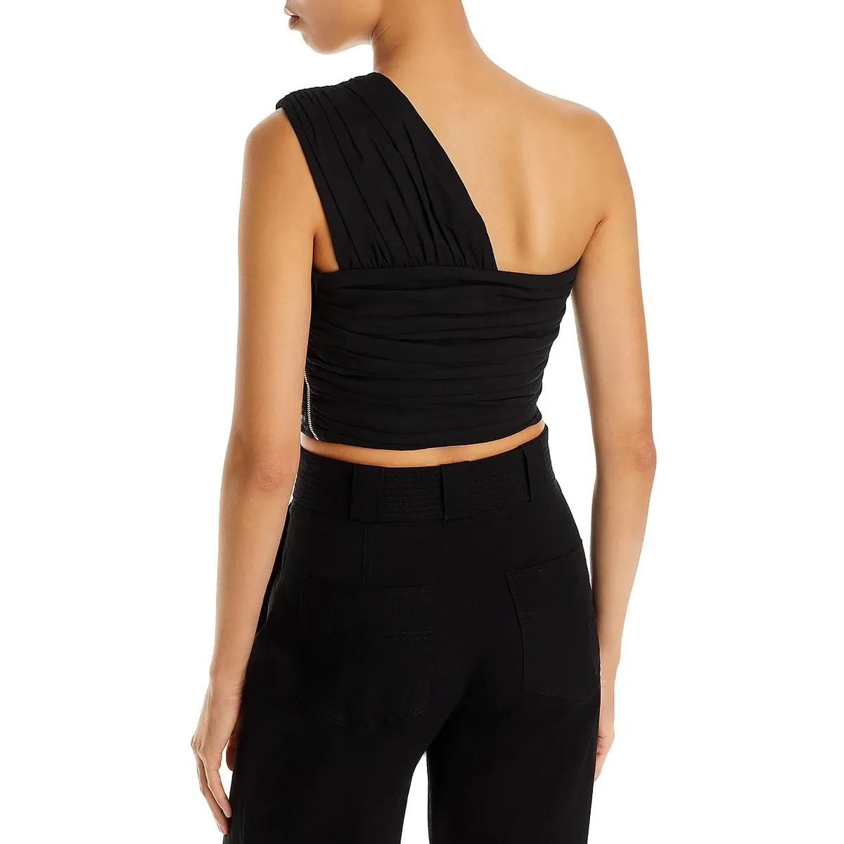 A.L.C. Womens One Shoulder Crop Top Cold Shoulder