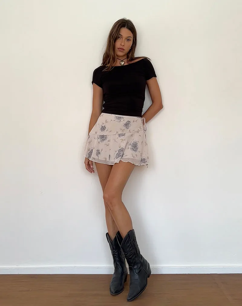 Athalia Mini Skirt in Wild Rose Blue