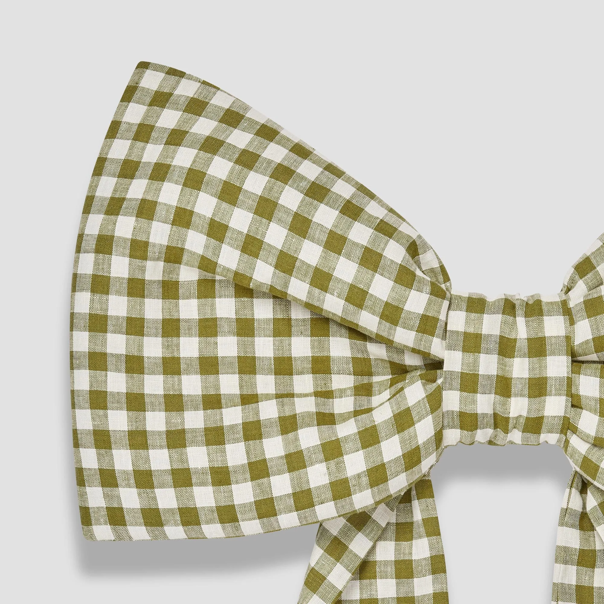 Botanical Green Gingham Linen Bow