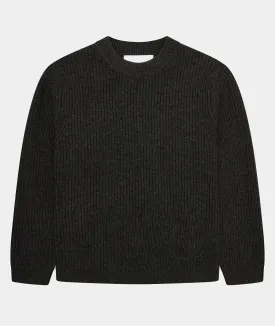 Boxy Wool Knit - Dark Grey Melange