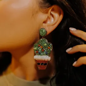 Cactus Christmas Beaded Earrings