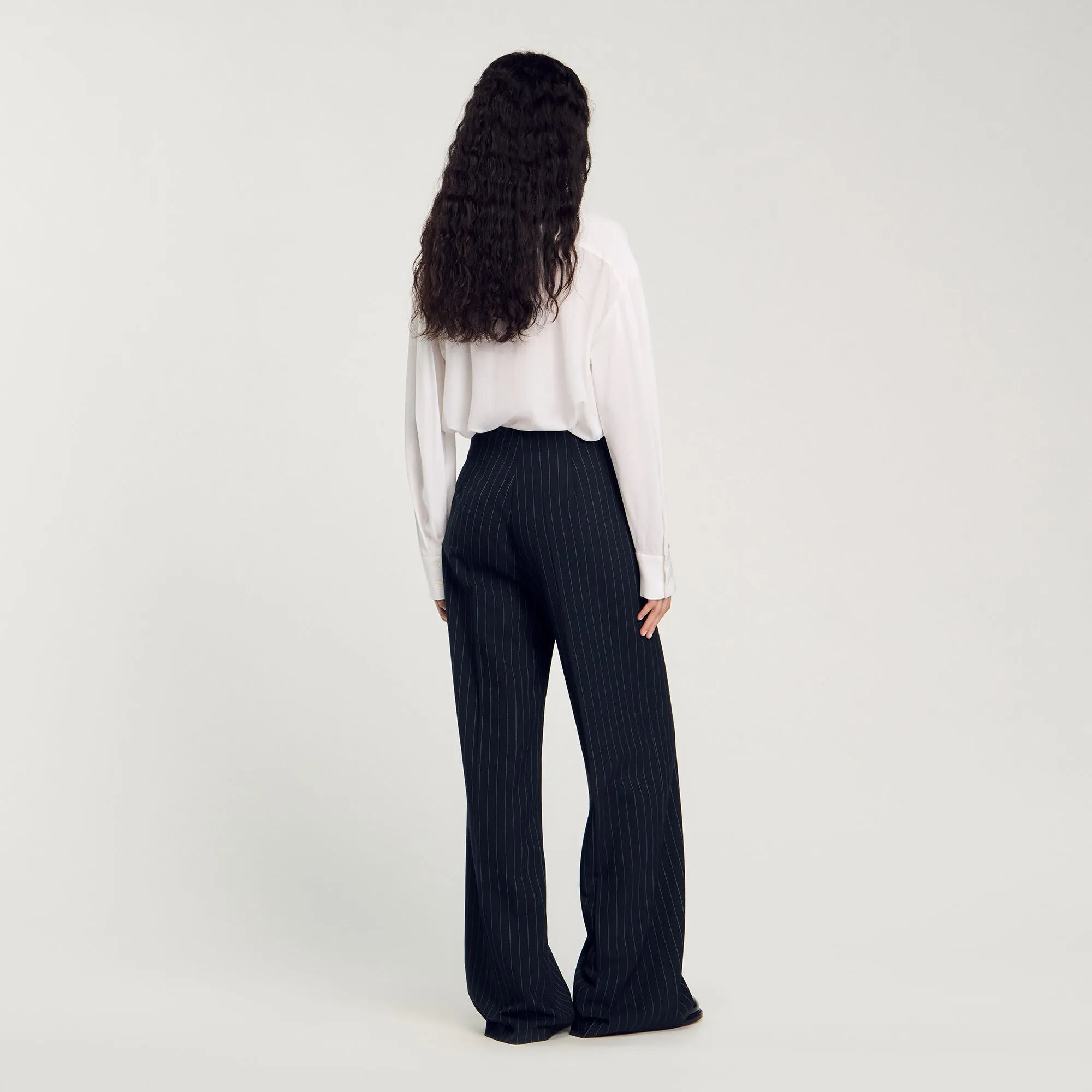 Chalk-Striped Straight-Leg Trousers