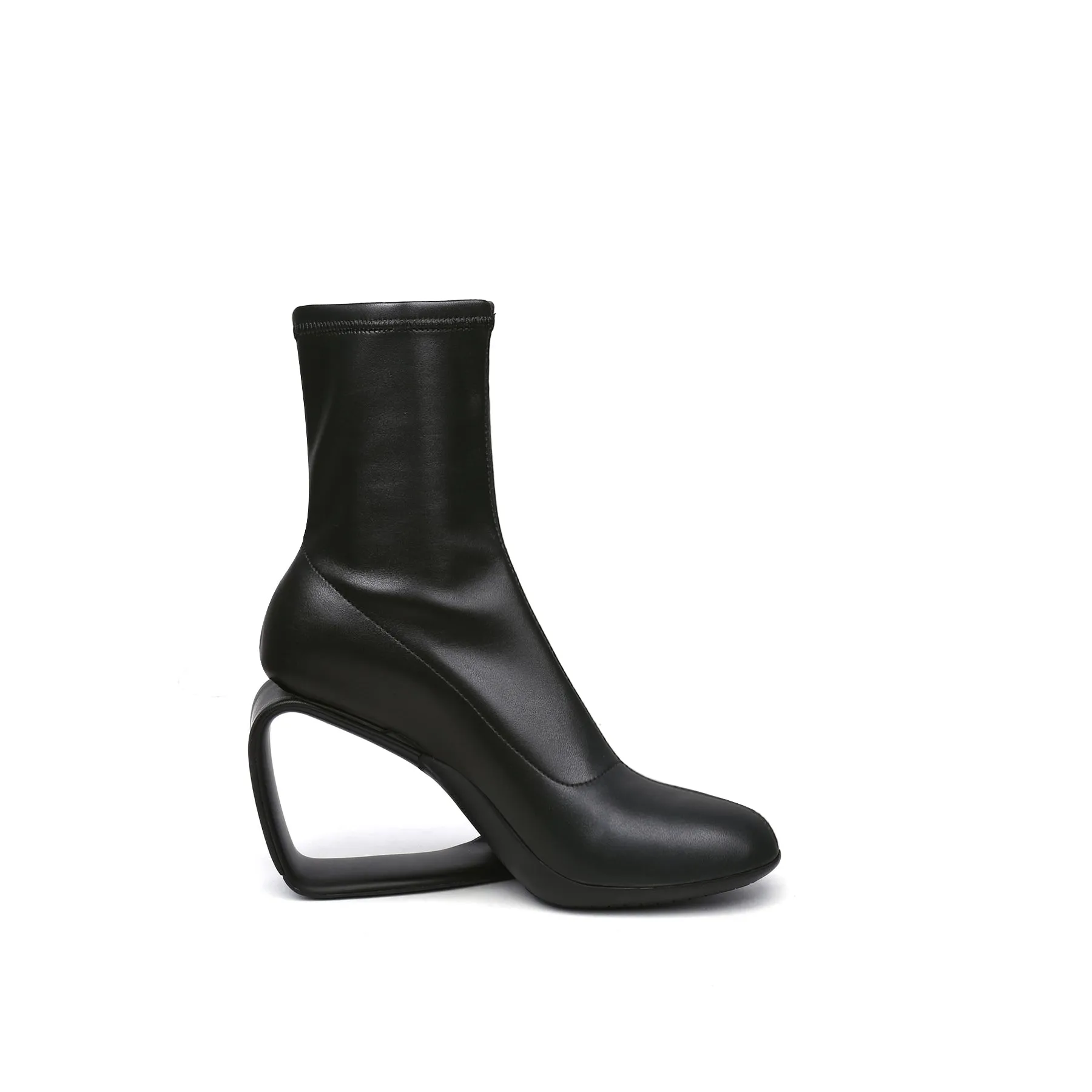 Classic Black Leather Wedge Boots