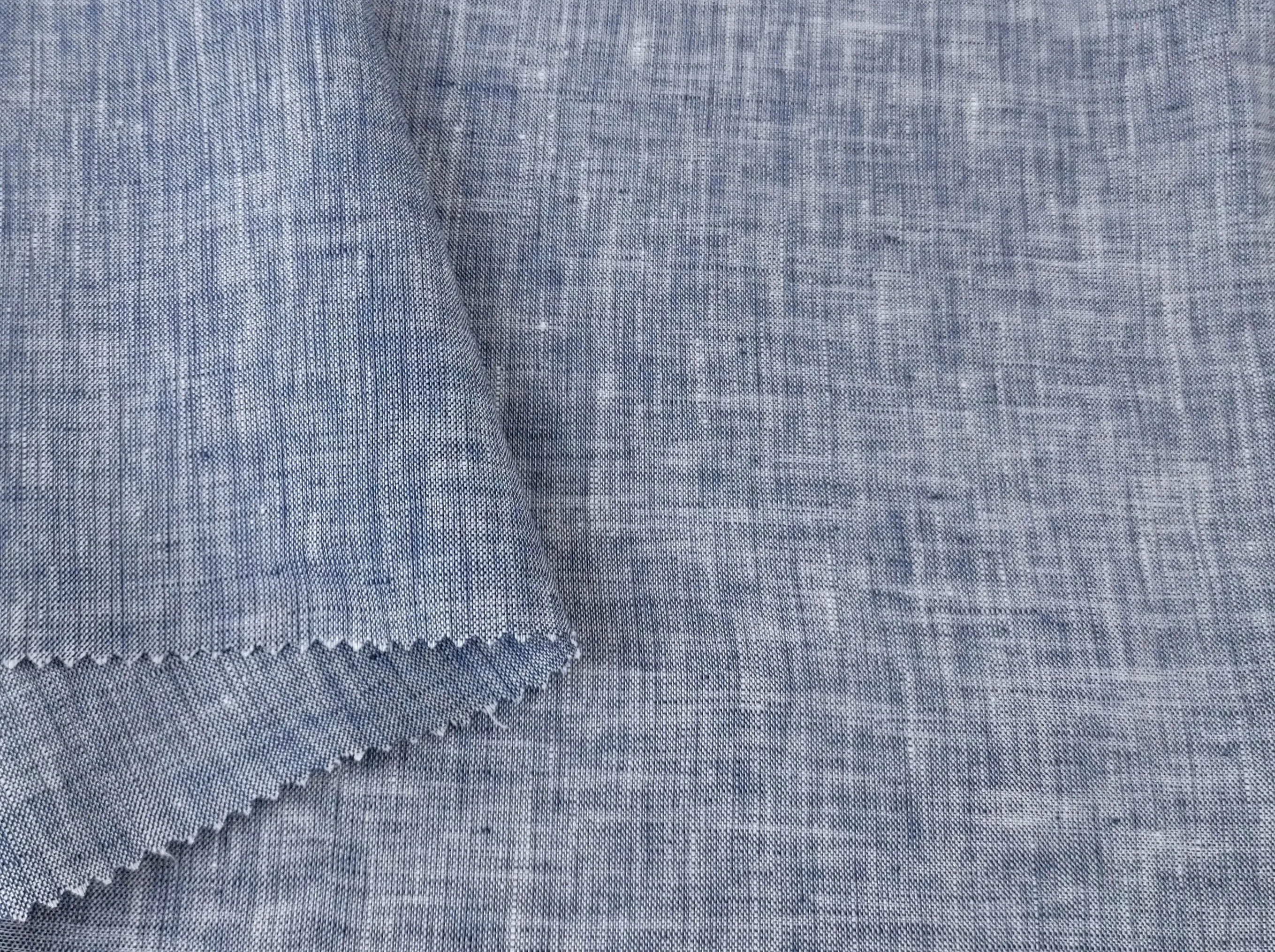 Classic Chambray Blue Linen – Lightweight, Soft, 100% Linen Fabric