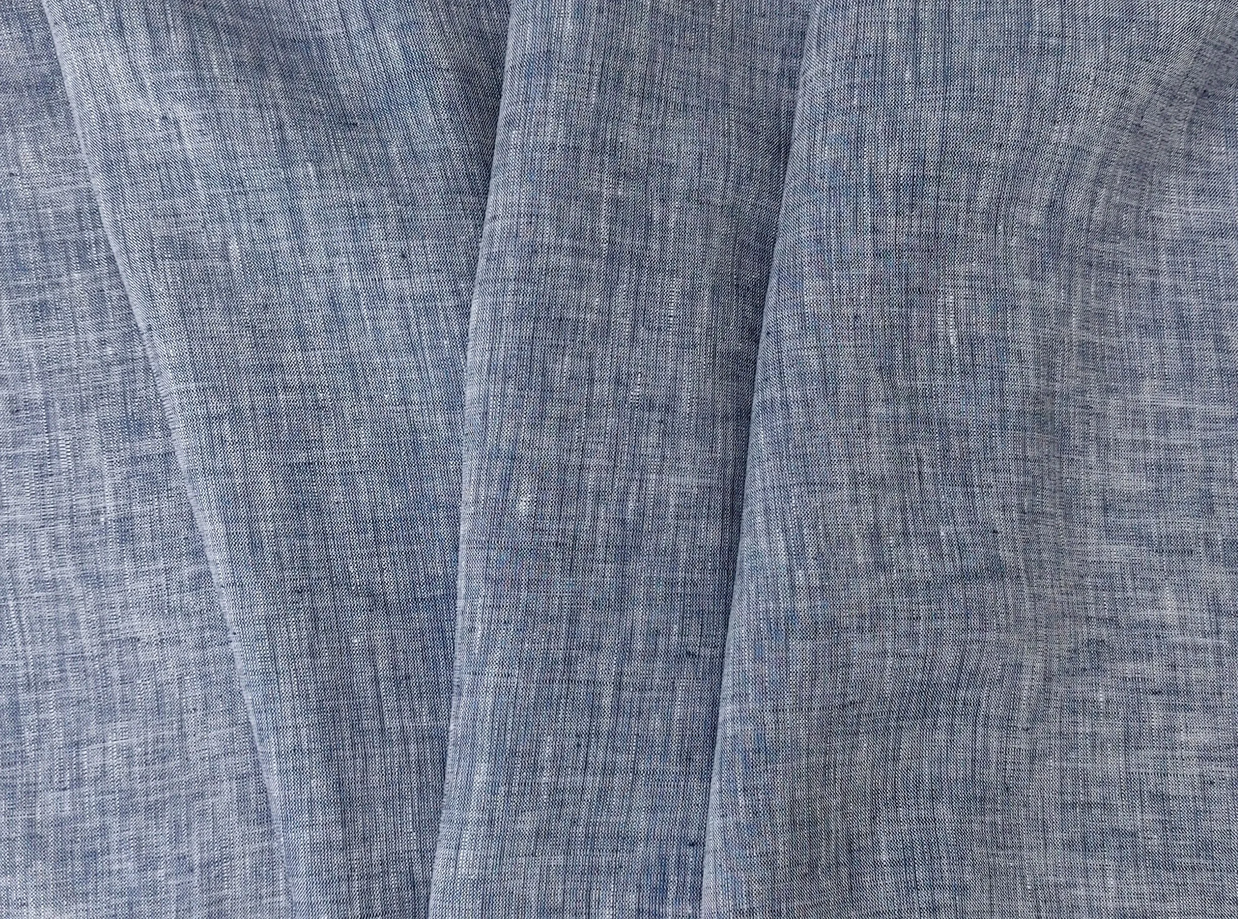 Classic Chambray Blue Linen – Lightweight, Soft, 100% Linen Fabric