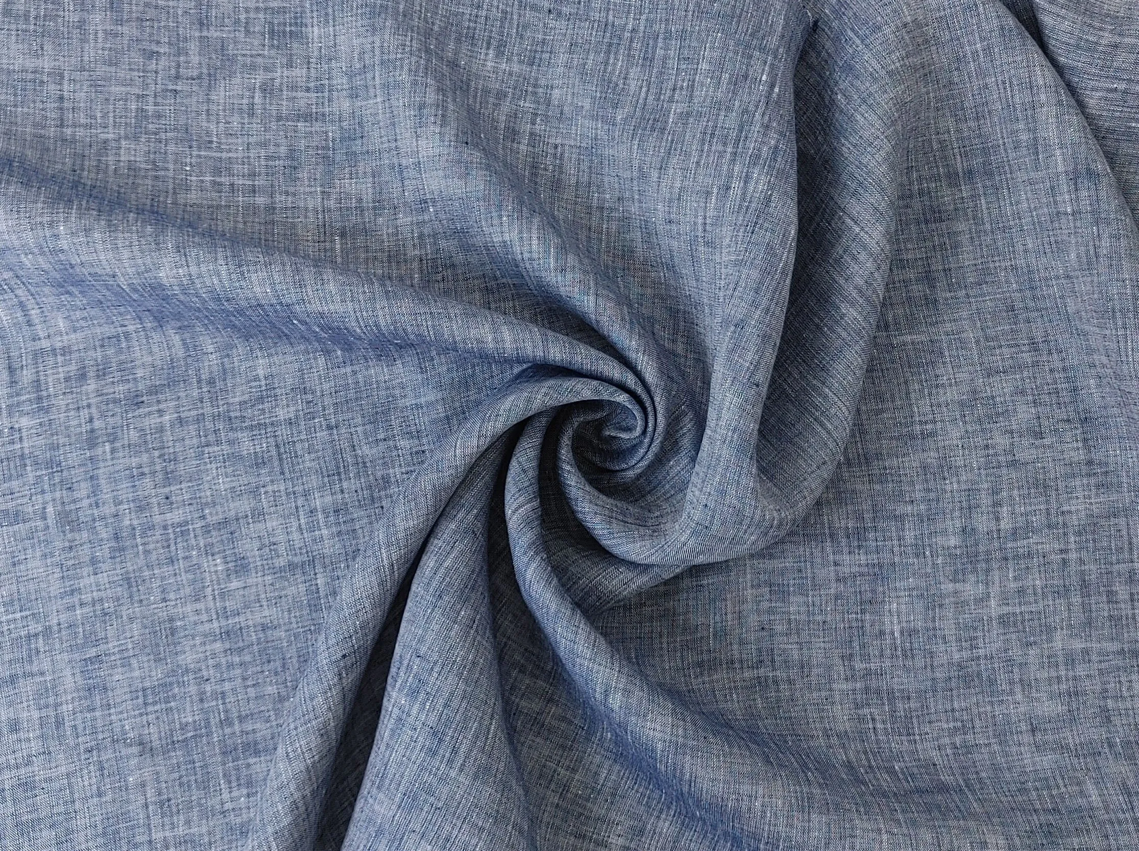 Classic Chambray Blue Linen – Lightweight, Soft, 100% Linen Fabric