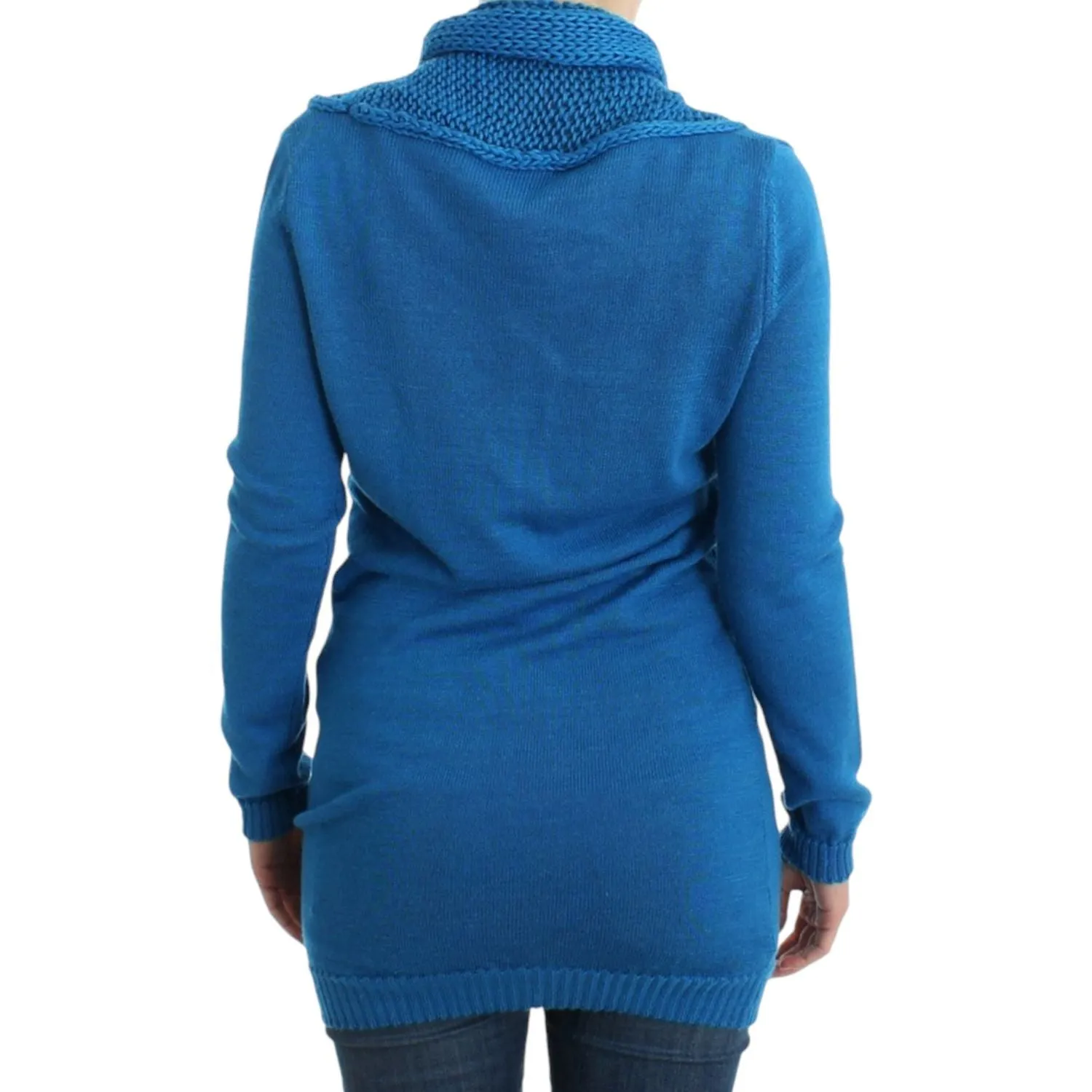 Costume National Chic Blue Scoop Neck Knit Sweater