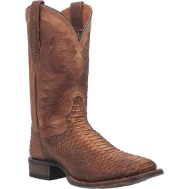 Dan Post Men's KA Python Print Leather Square Toe Boots - Brown