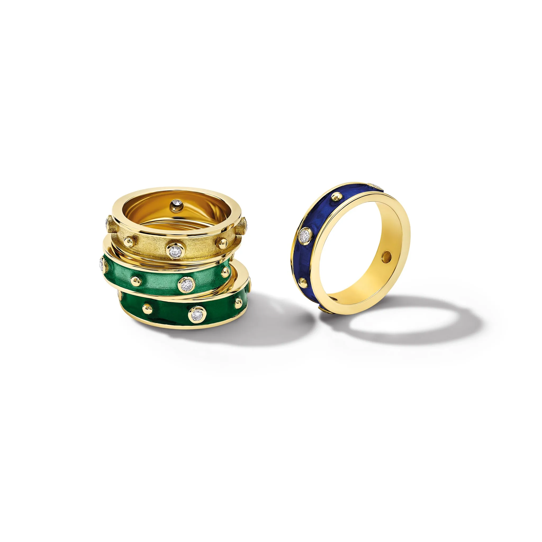 Decimus Ring 18ct Yellow Gold - Dark Blue Enamel