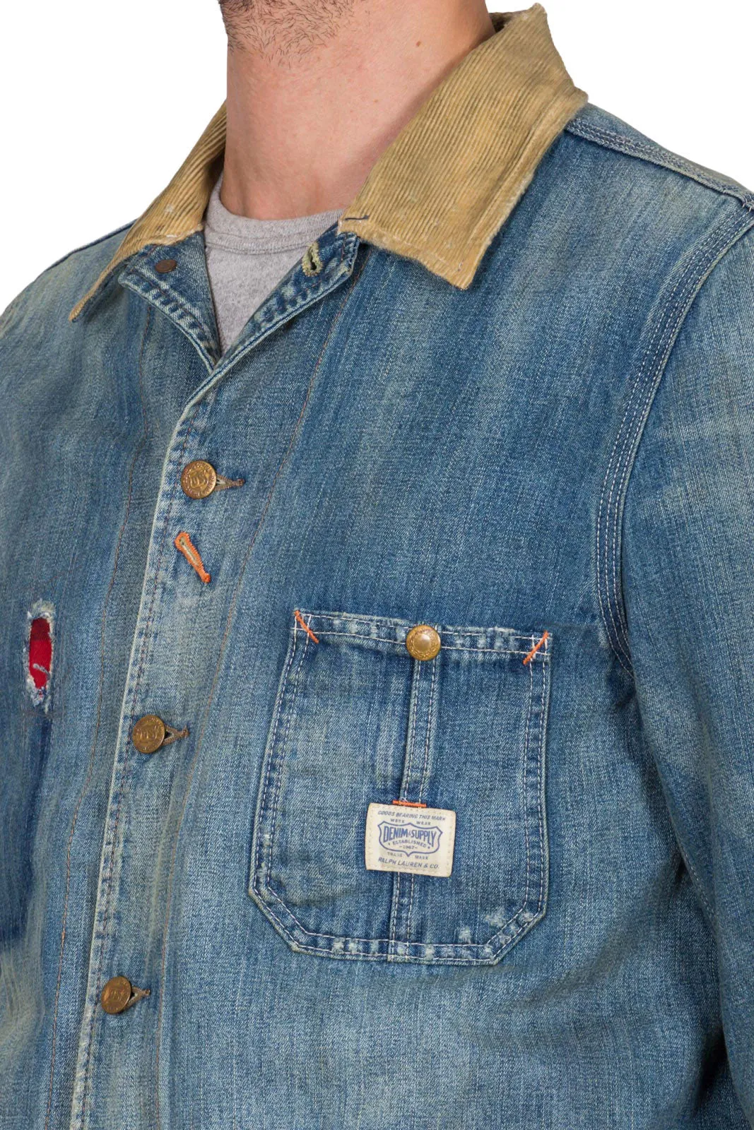 Distressed Denim Chore Jacket