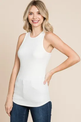 Full Size Ribbed Round Neck Tank