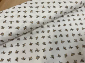 Glitter Bees on White Cotton Jersey