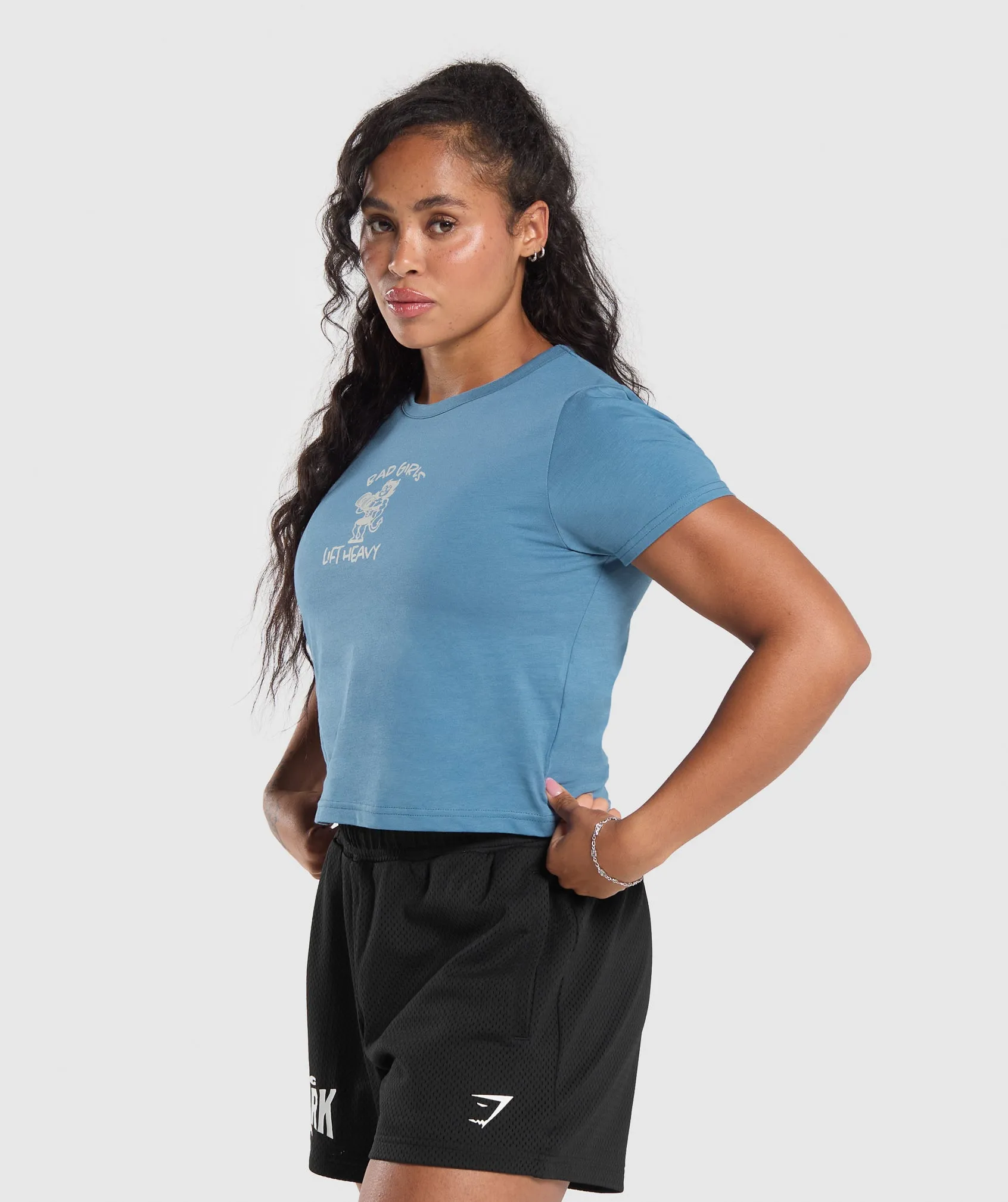 Gymshark Lifting Club Graphic Baby Tee - Faded Blue