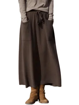 High Waist Cashmere Wool Long Skirt With Pockets