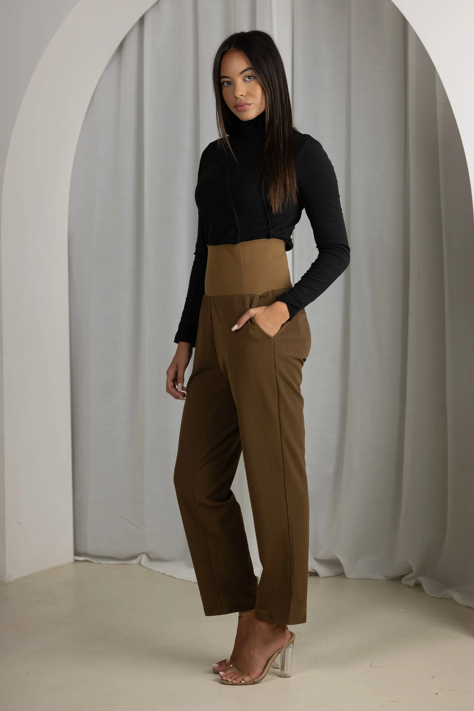 High Waist Straight Leg Pants