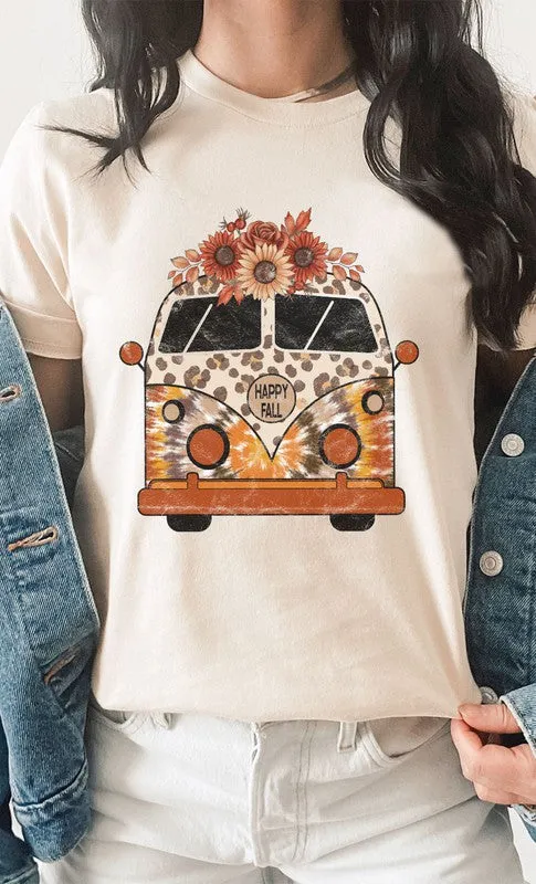 *Leopard Floral Fall VW Bus Graphic Tee