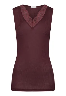 Maria Wool And Silk V-Neck Tank Top | Deep Maroon 70899-2483