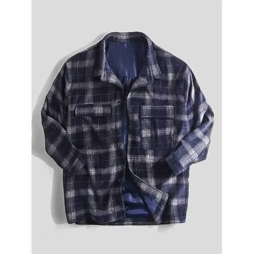 Mens Plaid Printed Casual Jackets