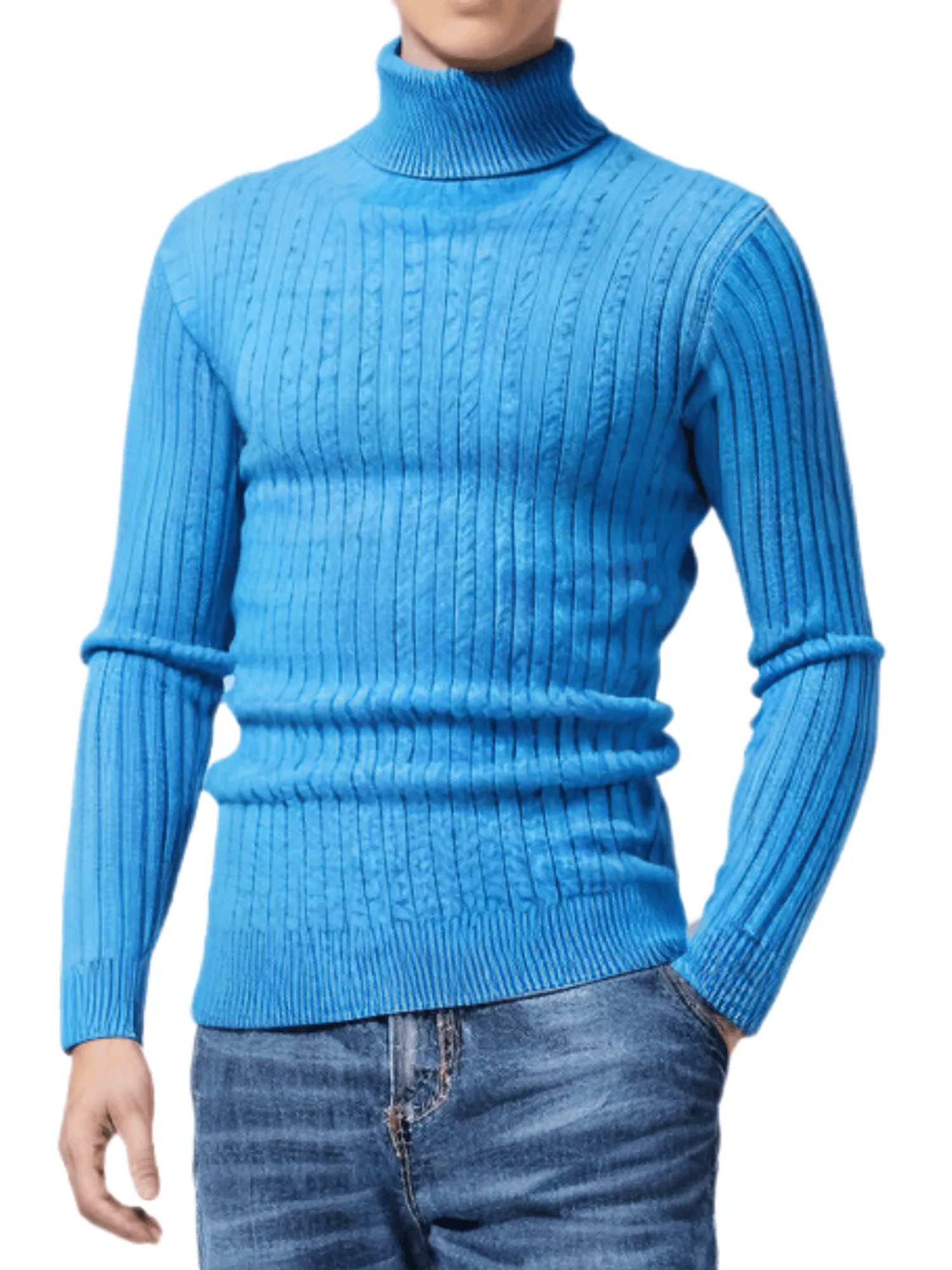 Men's Turtleneck Sweaters Solid Color Slim Fit Fashionable Pullover Mens Winter Outdoor Tops