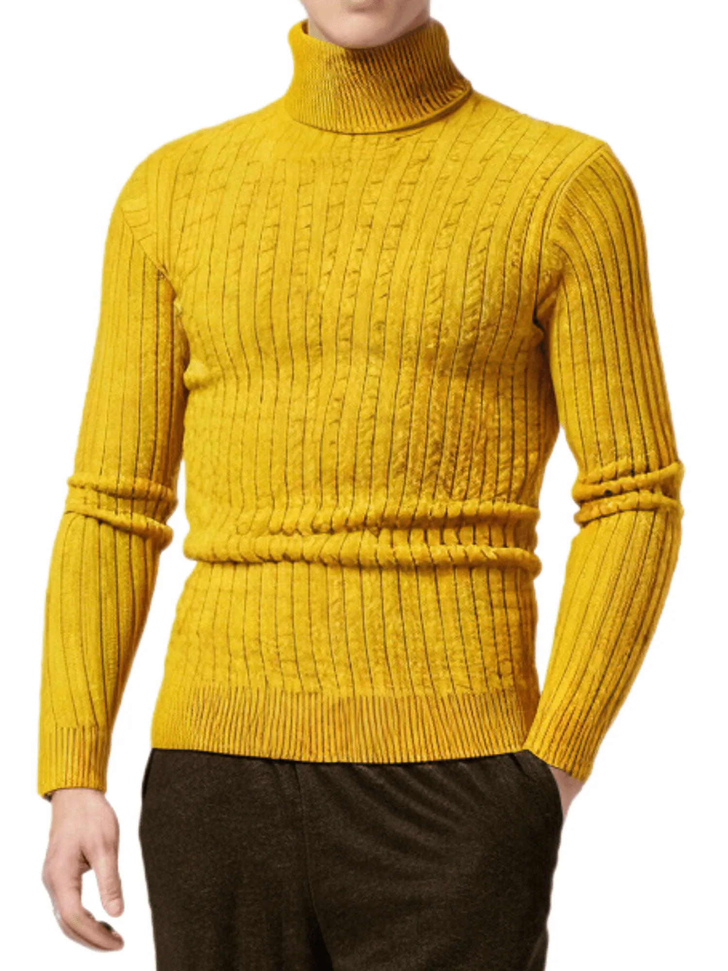 Men's Turtleneck Sweaters Solid Color Slim Fit Fashionable Pullover Mens Winter Outdoor Tops