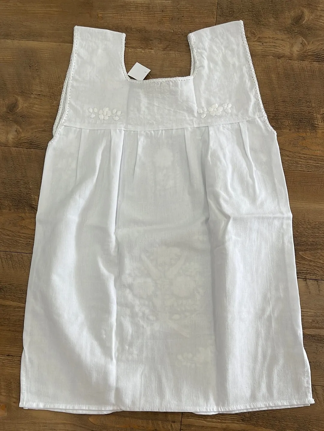 Mexican Sleeveless Dress for Girls White on White