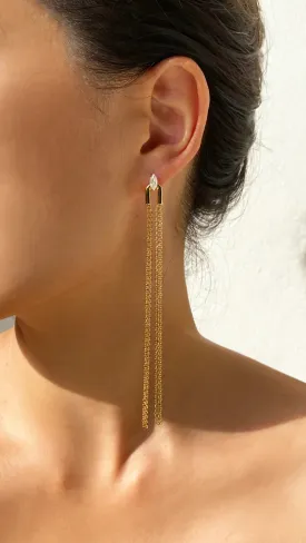 Multi Chains Marquis Cut Stone Earrings