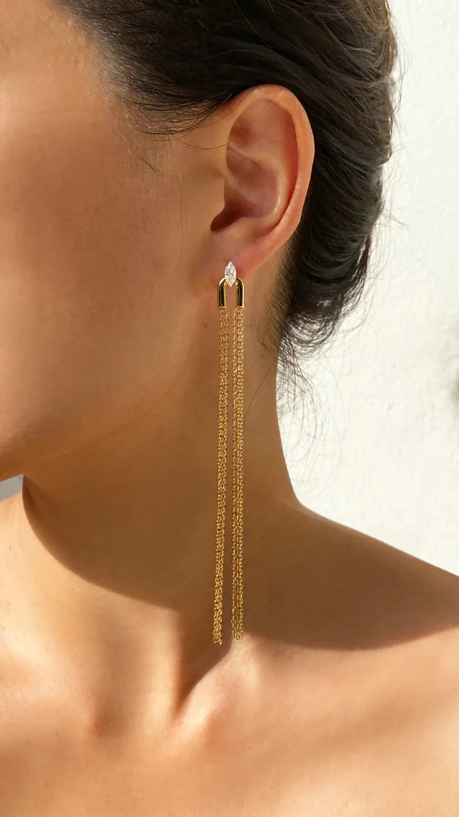 Multi Chains Marquis Cut Stone Earrings