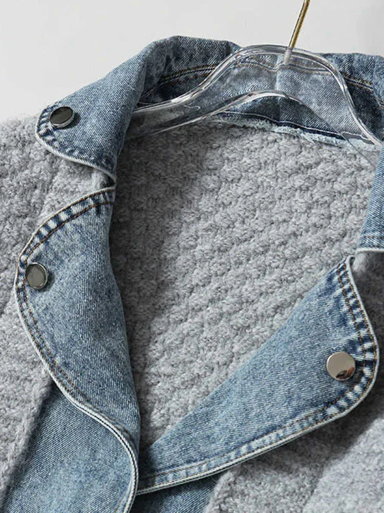 Pre Order:  Mock Two-Piece Denim Knit Jacket