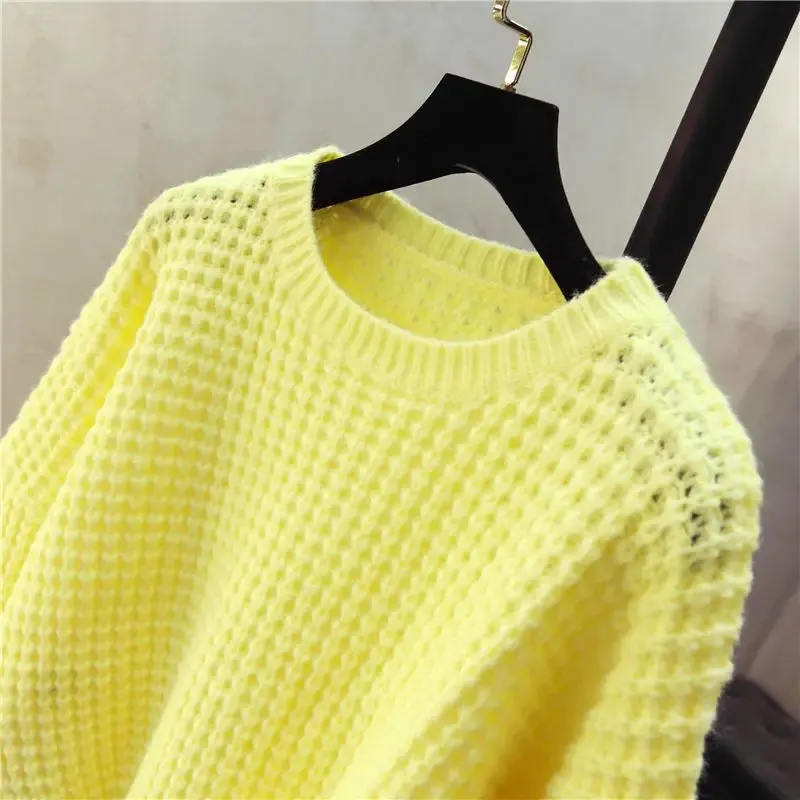 Pre Order:  O-Neck Knitted Pullover Loose Sweater