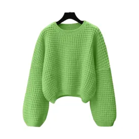 Pre Order:  O-Neck Knitted Pullover Loose Sweater