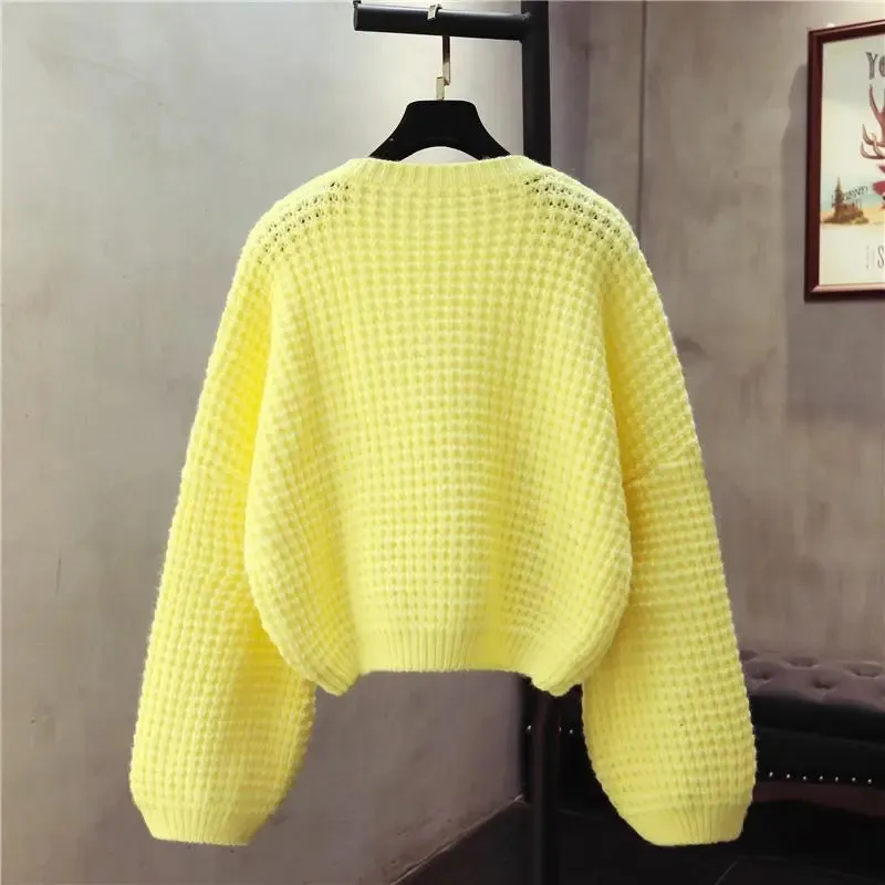 Pre Order:  O-Neck Knitted Pullover Loose Sweater