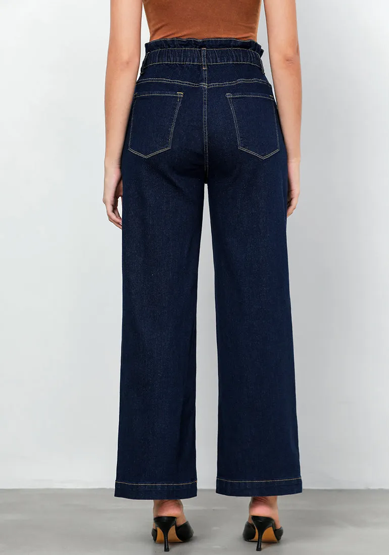 Rinse Blue Women's High Waisted Straight Leg Wide Leg Y2K Jeans Pants