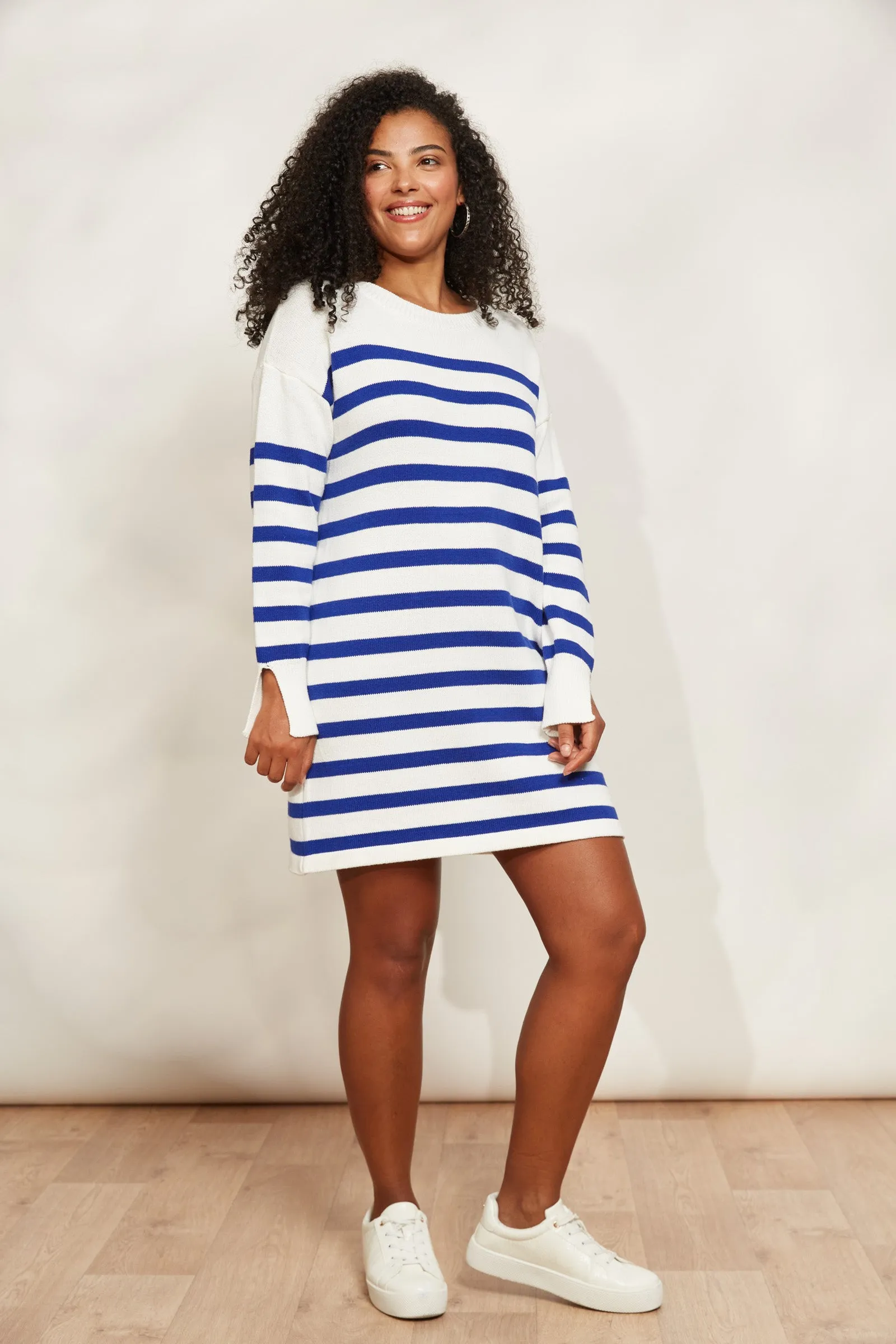 SALE- La Sable Knit Jumper Dress - Cobalt Stripe