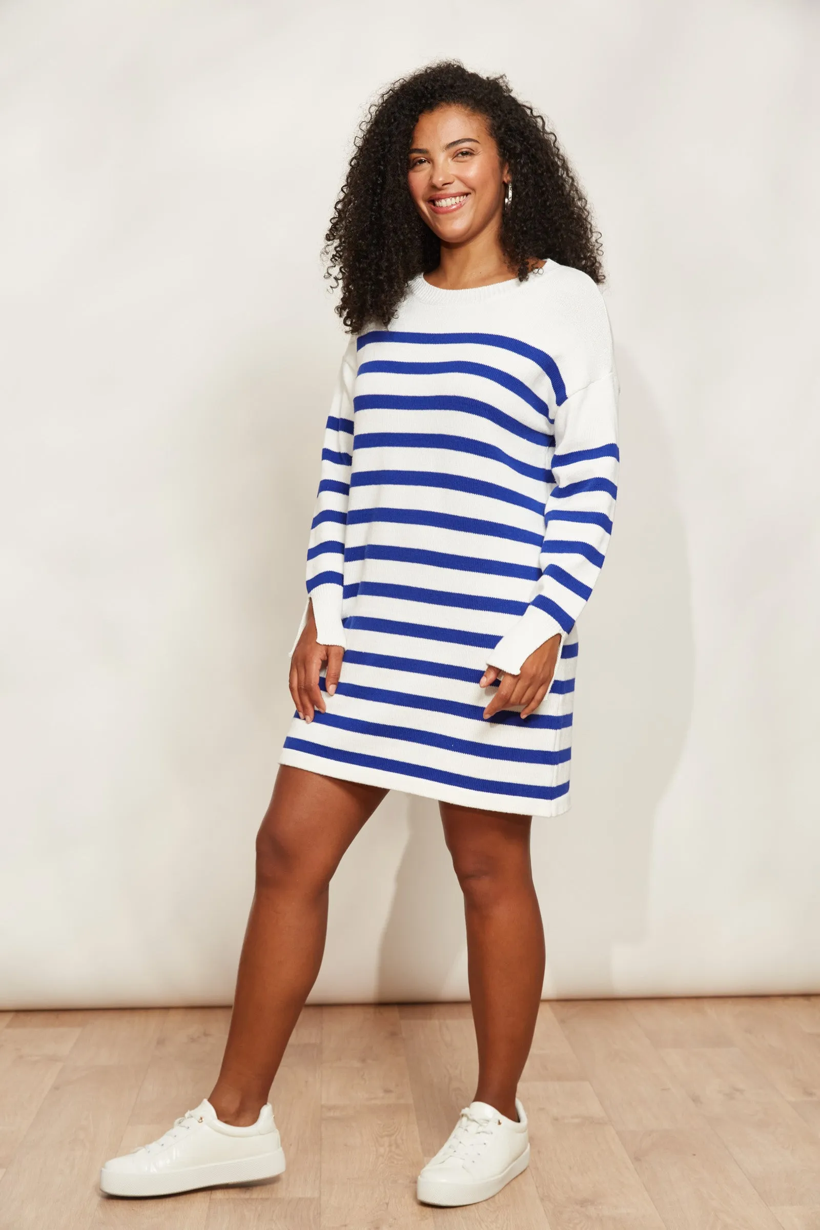 SALE- La Sable Knit Jumper Dress - Cobalt Stripe