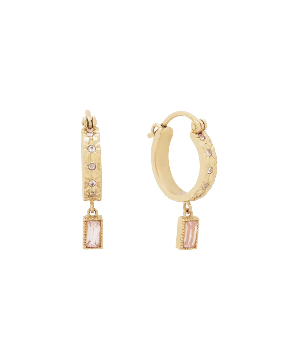 Sara October Birthstone Hoops - Pink Tourmaline CZ