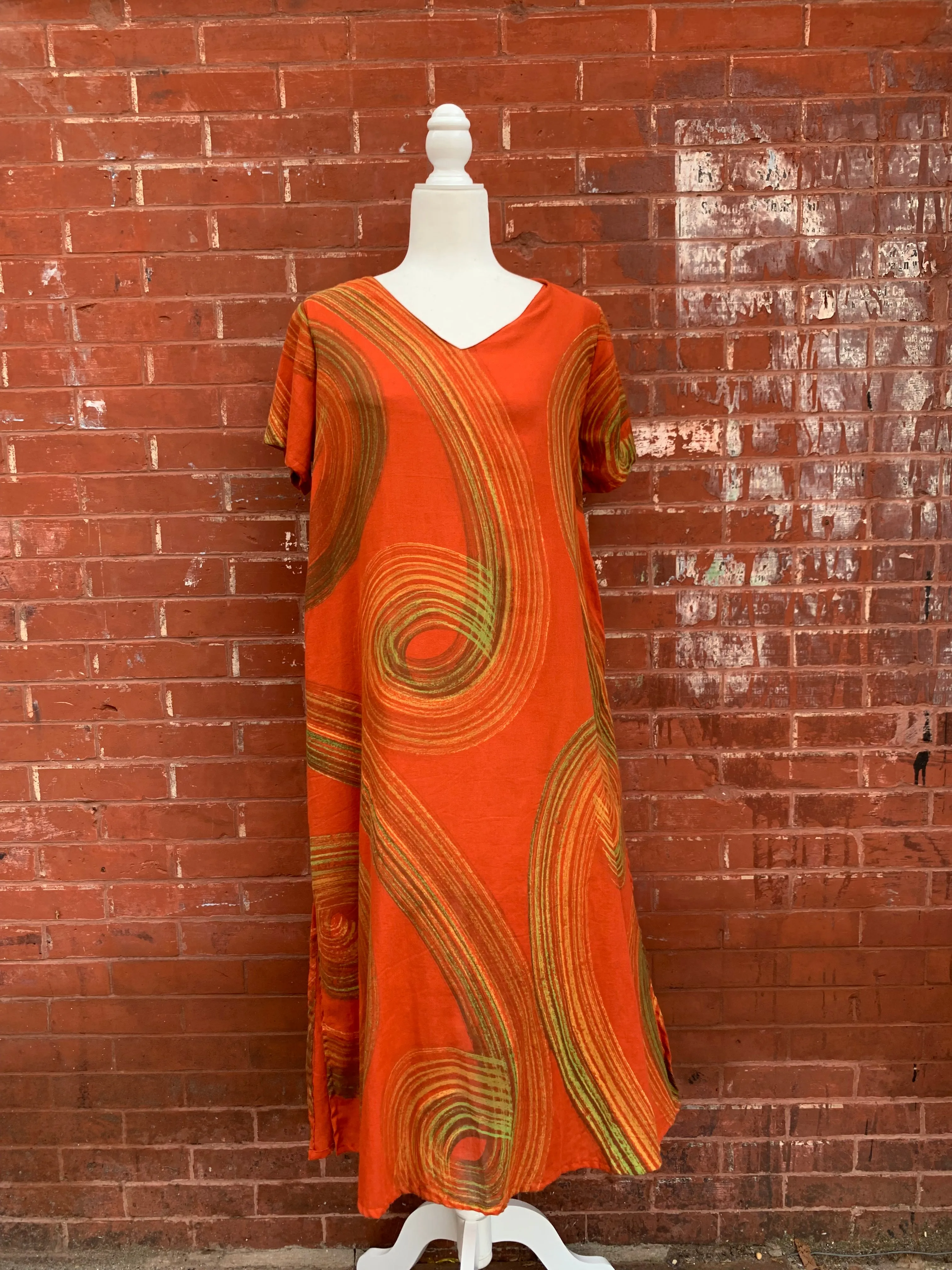 Shirt Sleeve Paint Brush Stroke Cotton Dress