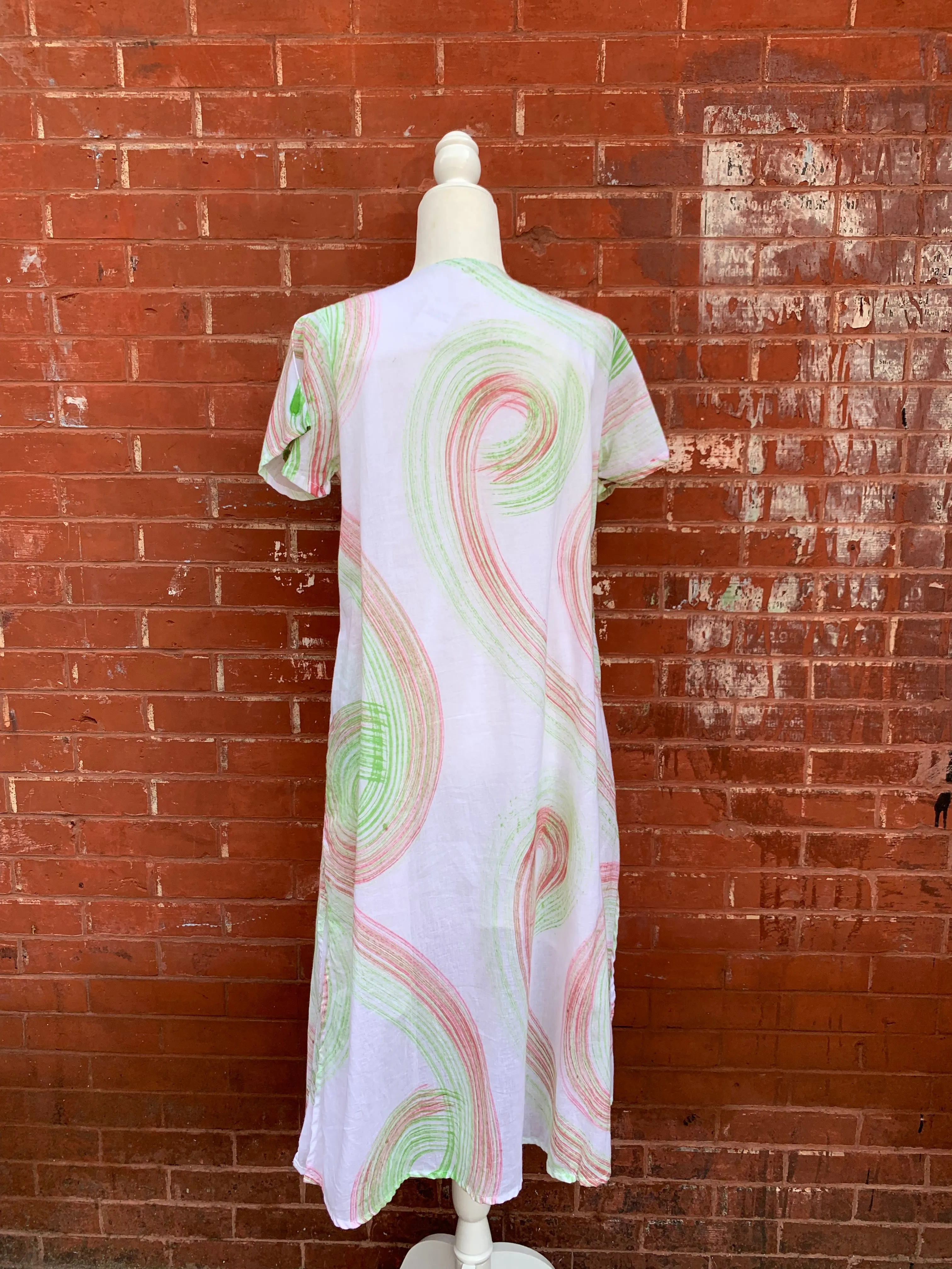 Shirt Sleeve Paint Brush Stroke Cotton Dress