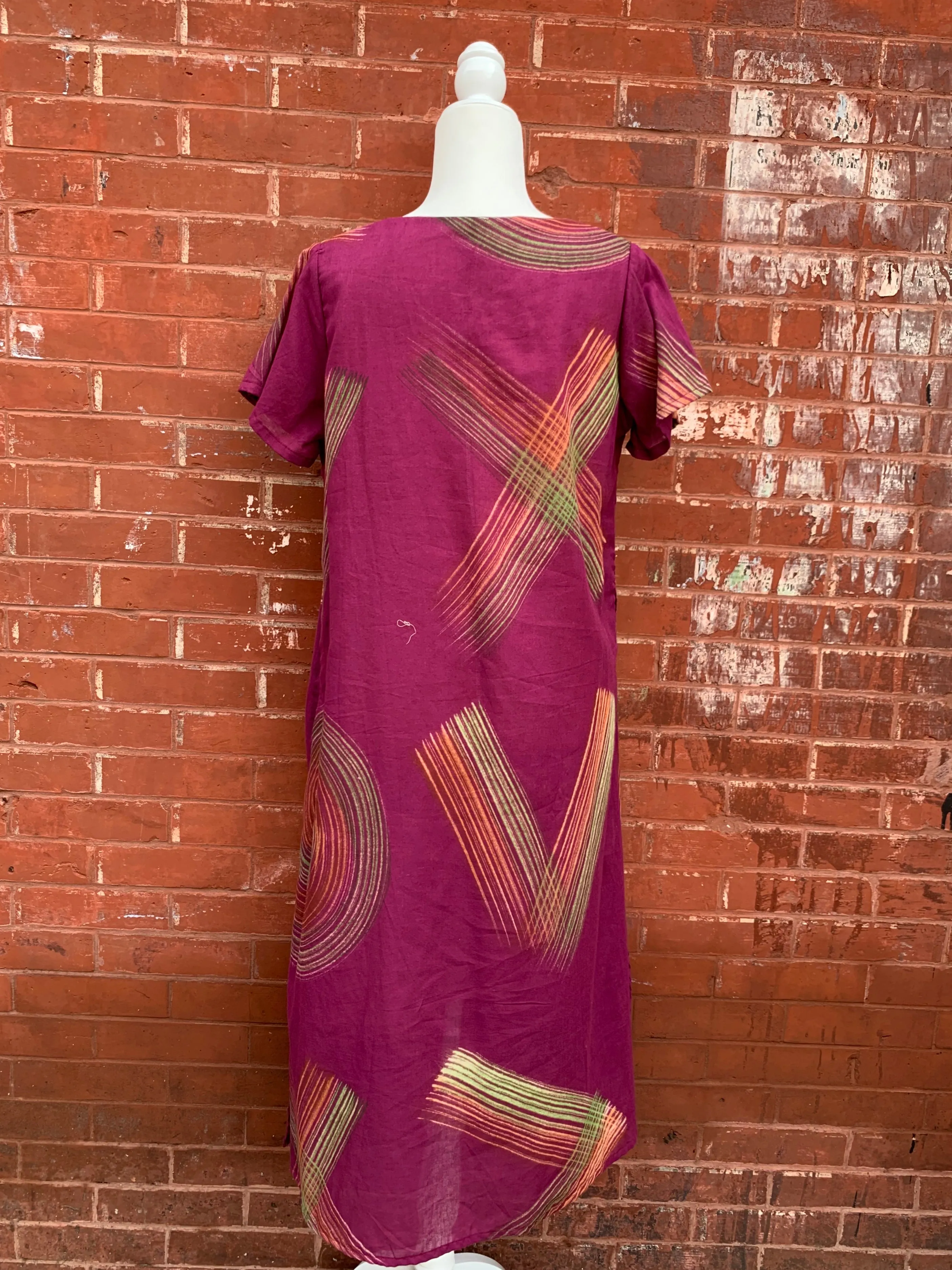 Shirt Sleeve Paint Brush Stroke Cotton Dress