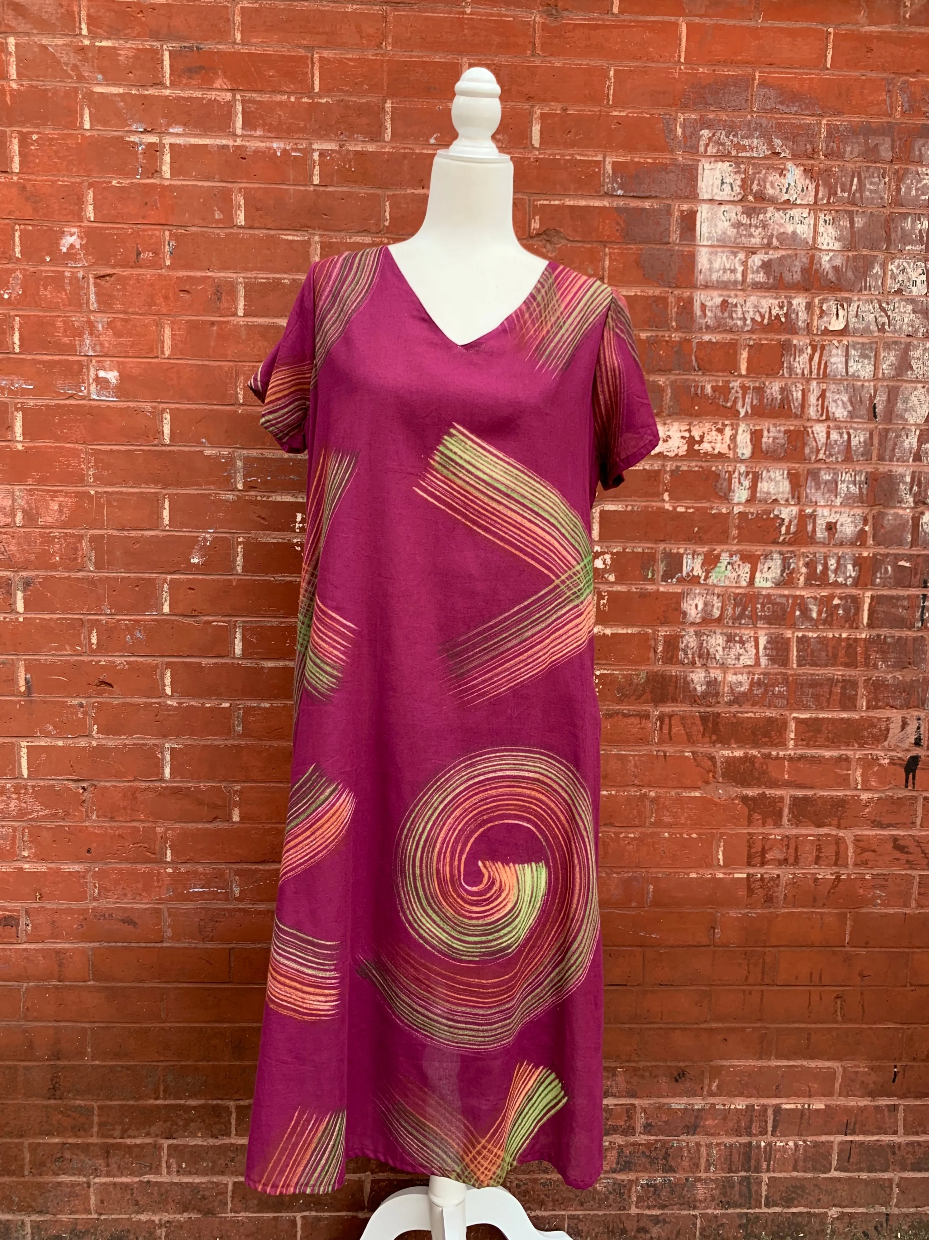 Shirt Sleeve Paint Brush Stroke Cotton Dress