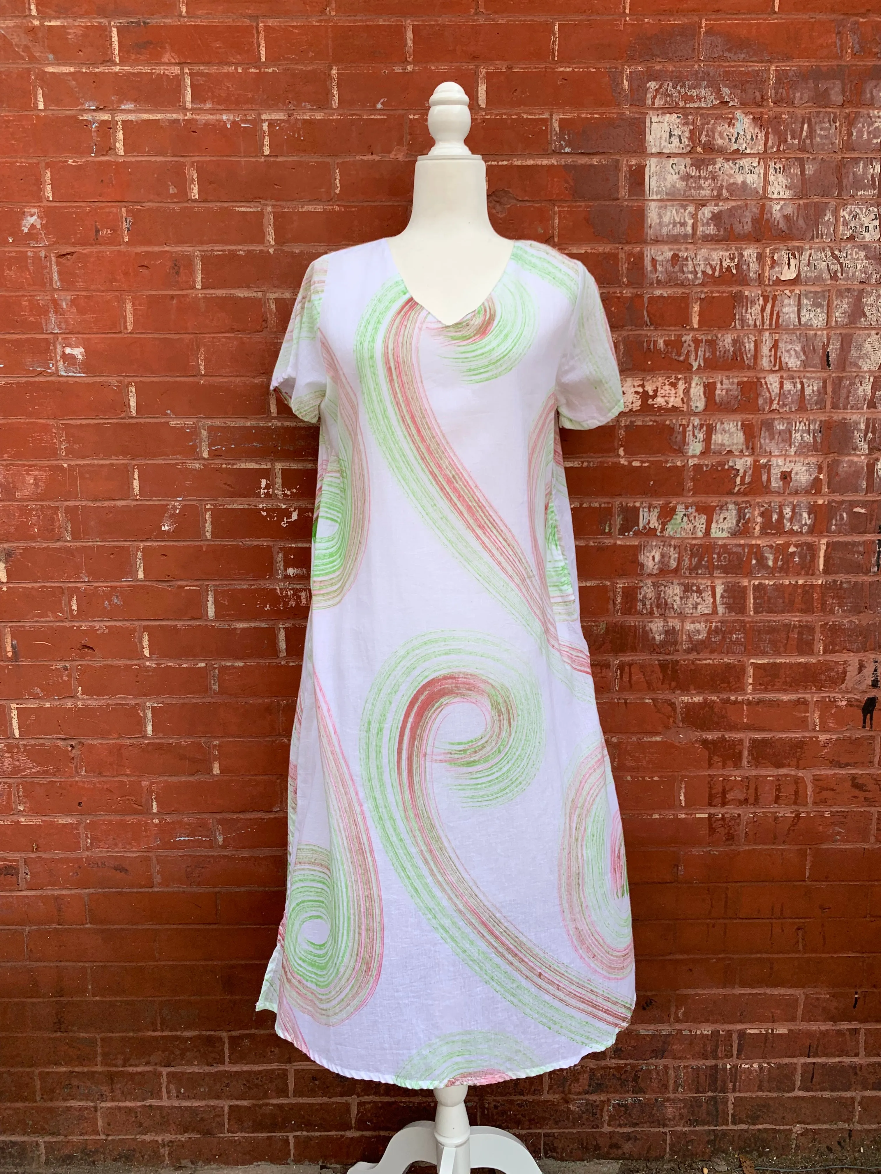 Shirt Sleeve Paint Brush Stroke Cotton Dress