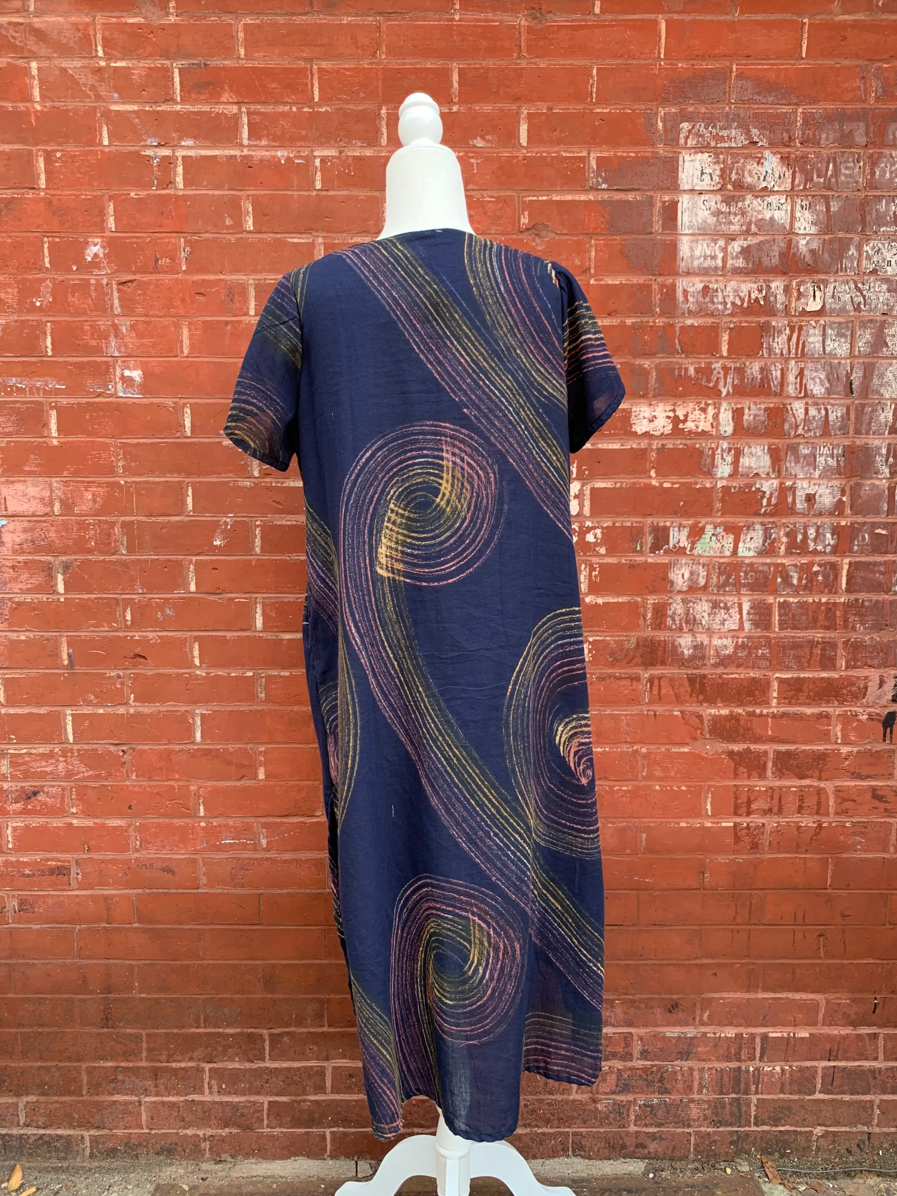 Shirt Sleeve Paint Brush Stroke Cotton Dress