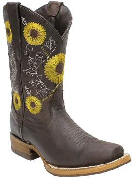 Silverton Sunflower All Leather Square Toe Boots (Chocolate)