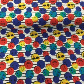 Smiley Stripe Cotton Jersey Fabric