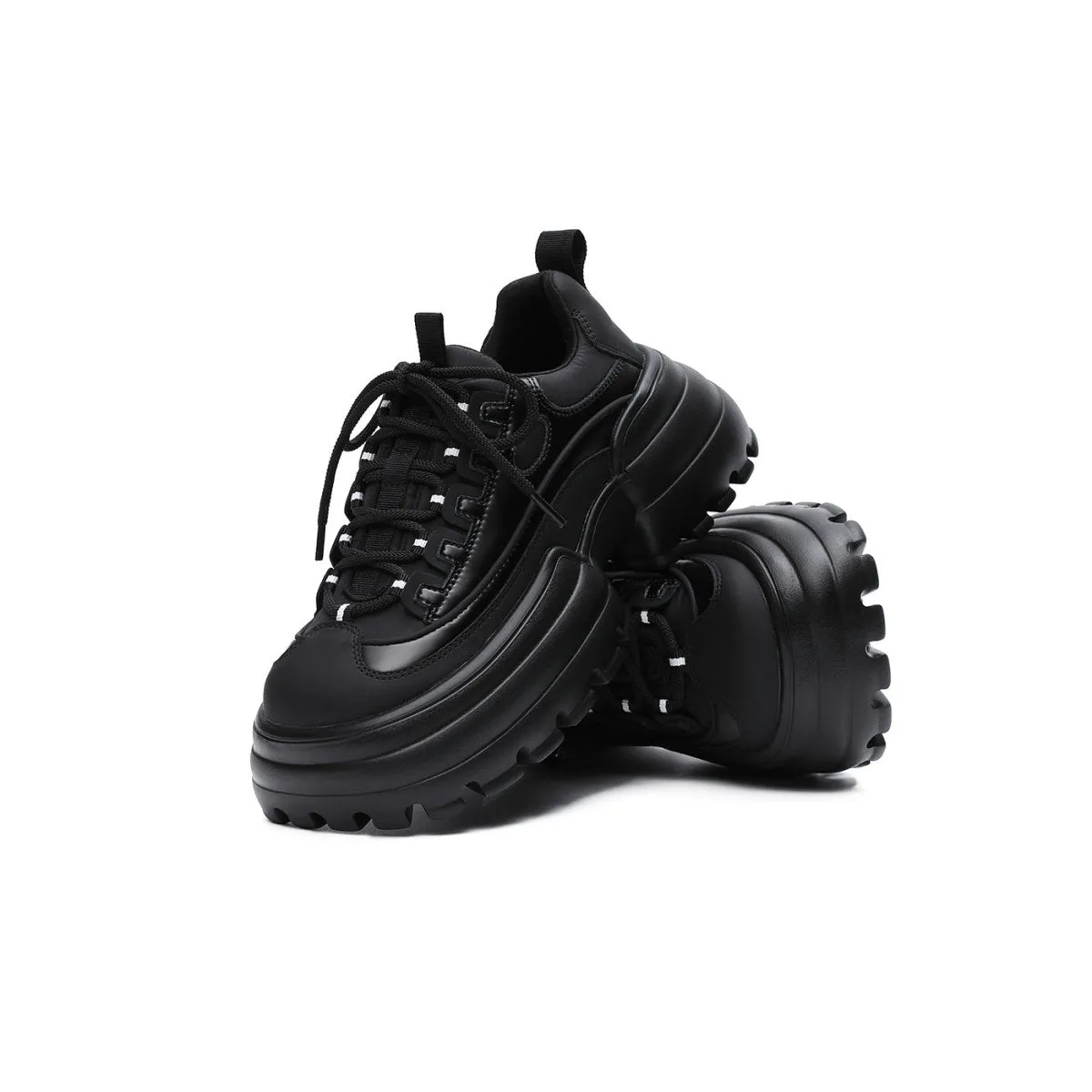 Thick Gear Heel Platform Lace Ups