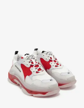 Triple S Clear Sole White & Red Trainers -