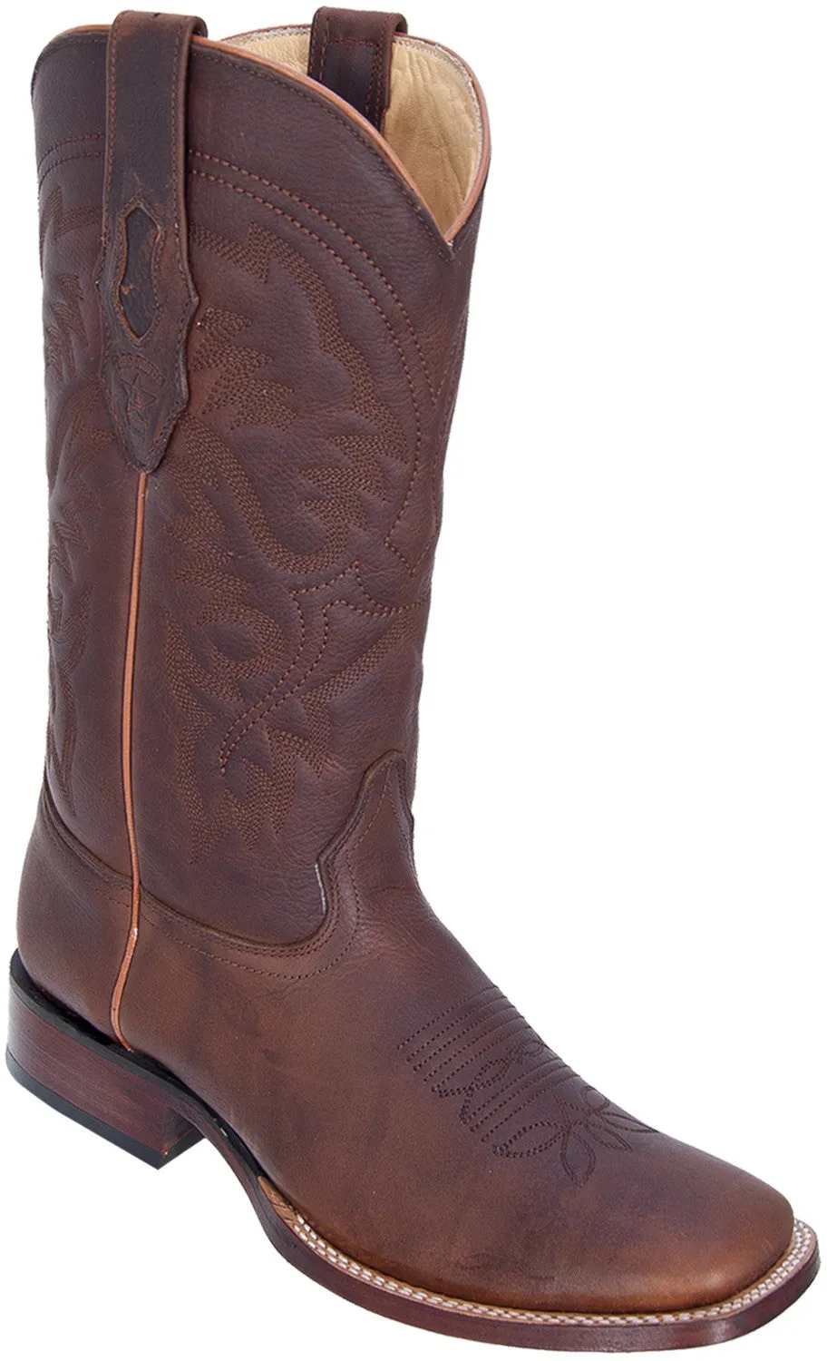 Wide Square Toe Leather Sole Boot